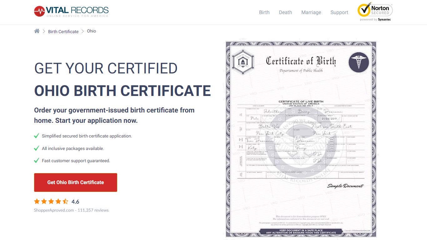 Official Ohio Birth Certificate | Birth Records Copy - Vital Records Online