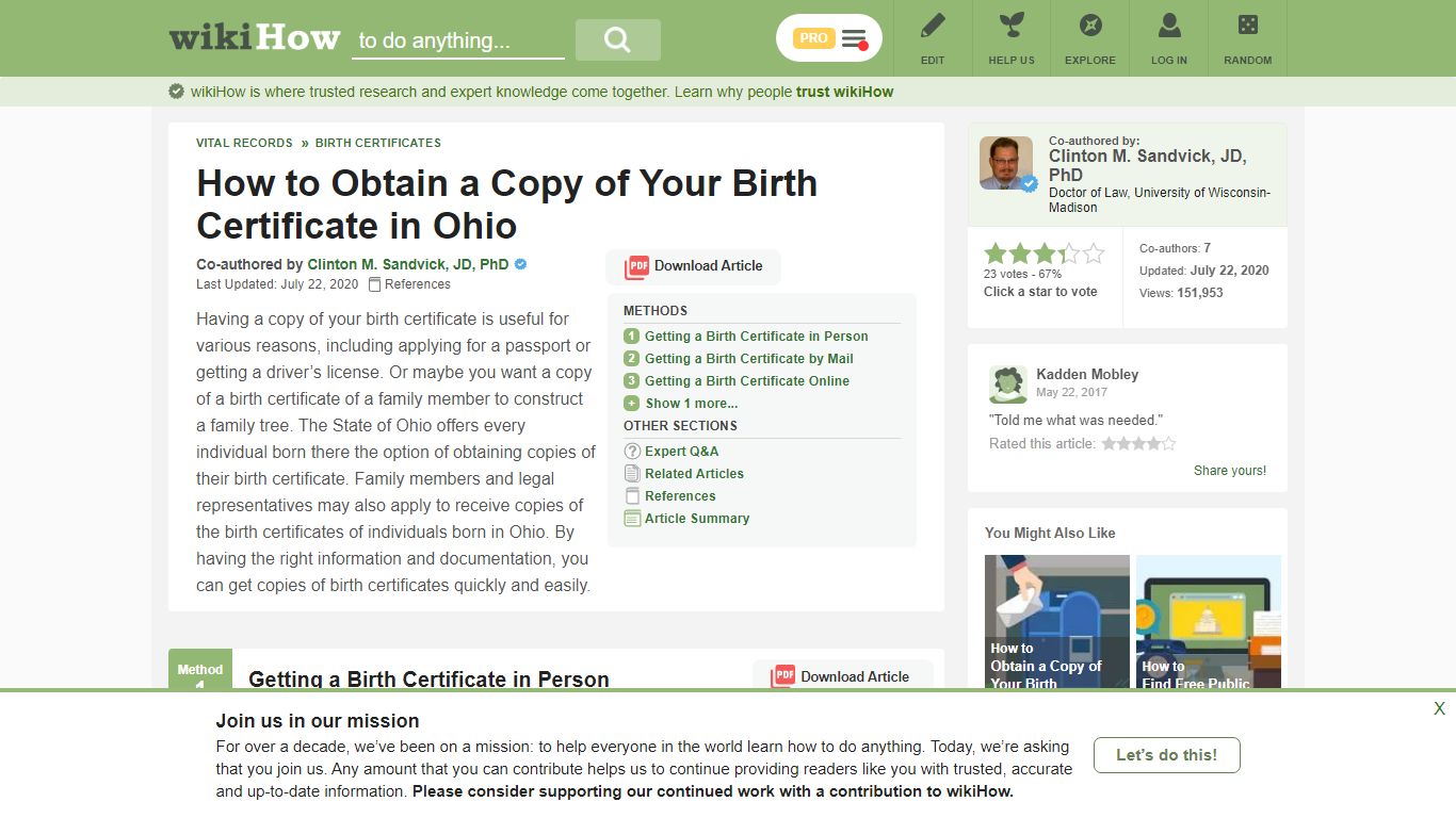 4 Ways to Obtain a Copy of Your Birth Certificate in Ohio - wikiHow